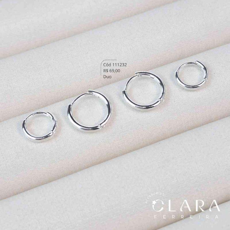 BRINCO KIT DUO ARGOLINHAS LISAS - 9 E 12X1MM - Banho de Prata