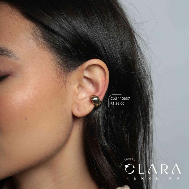 BRINCO PIERCING FAKE ONDULADO LISO LINHA ORGÂNICOS - 9X8MM - Dourado