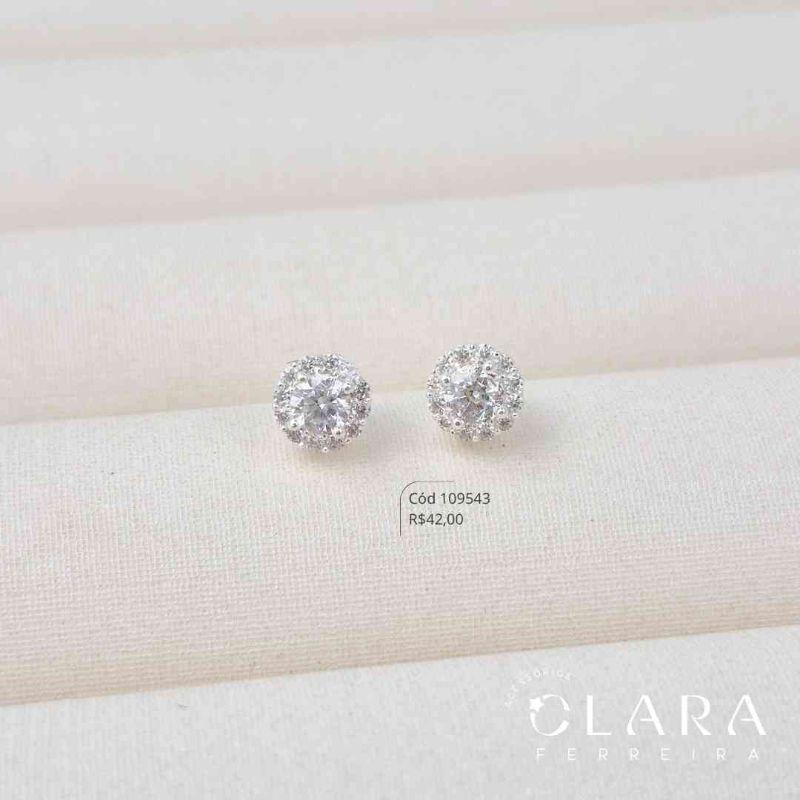 BRINCO ZIRCONIA REDONDA 3MM ADORNADA MICROZIRCONIAS - 6MM - Banho de Prata