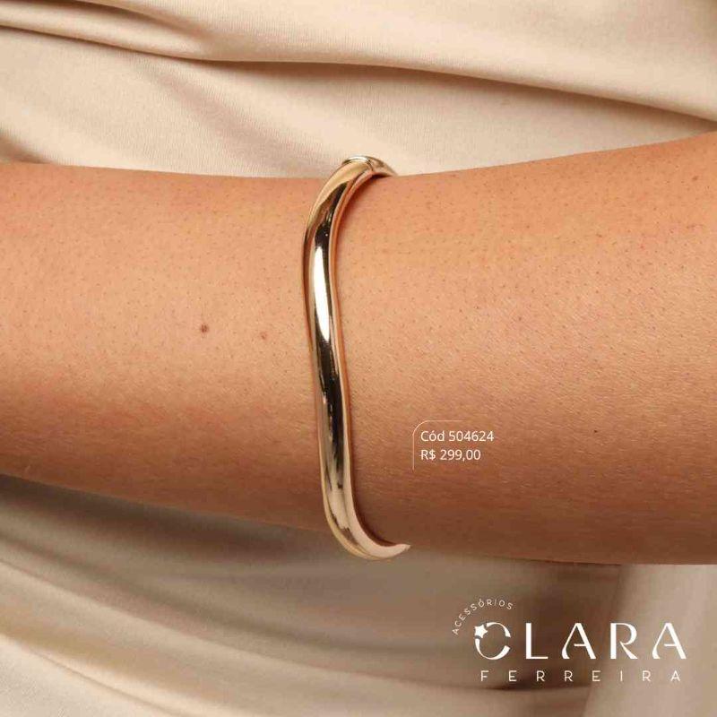 PULSEIRA BRACELETE ONDULADO LISO - LINHA ORGÂNICOS - PEÇA EXCLUSIVA - 7MM - Dourado