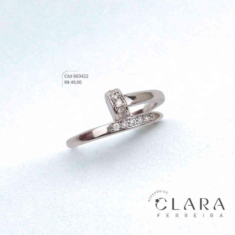 ANEL FALANGE PREGO MICROZIRCÔNIAS - PEÇA EXCLUSIVA - Ródio Branco