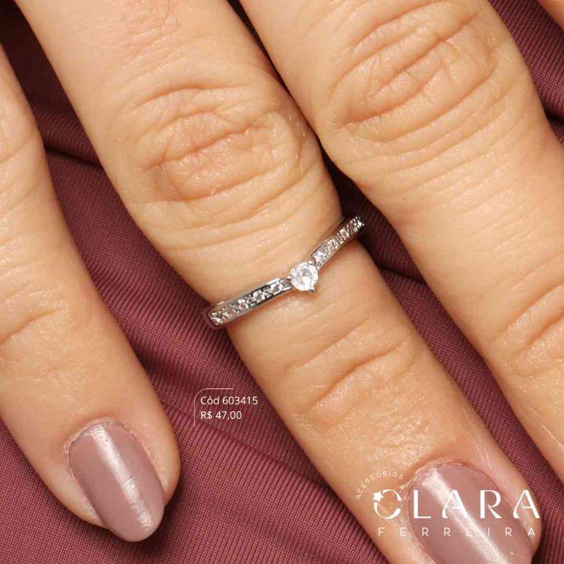 ANEL FALANGE SOLITÁRIO 1 FILEIRA MICROZIRCÔNIAS - PEÇA EXCLUSIVA - Ródio Branco