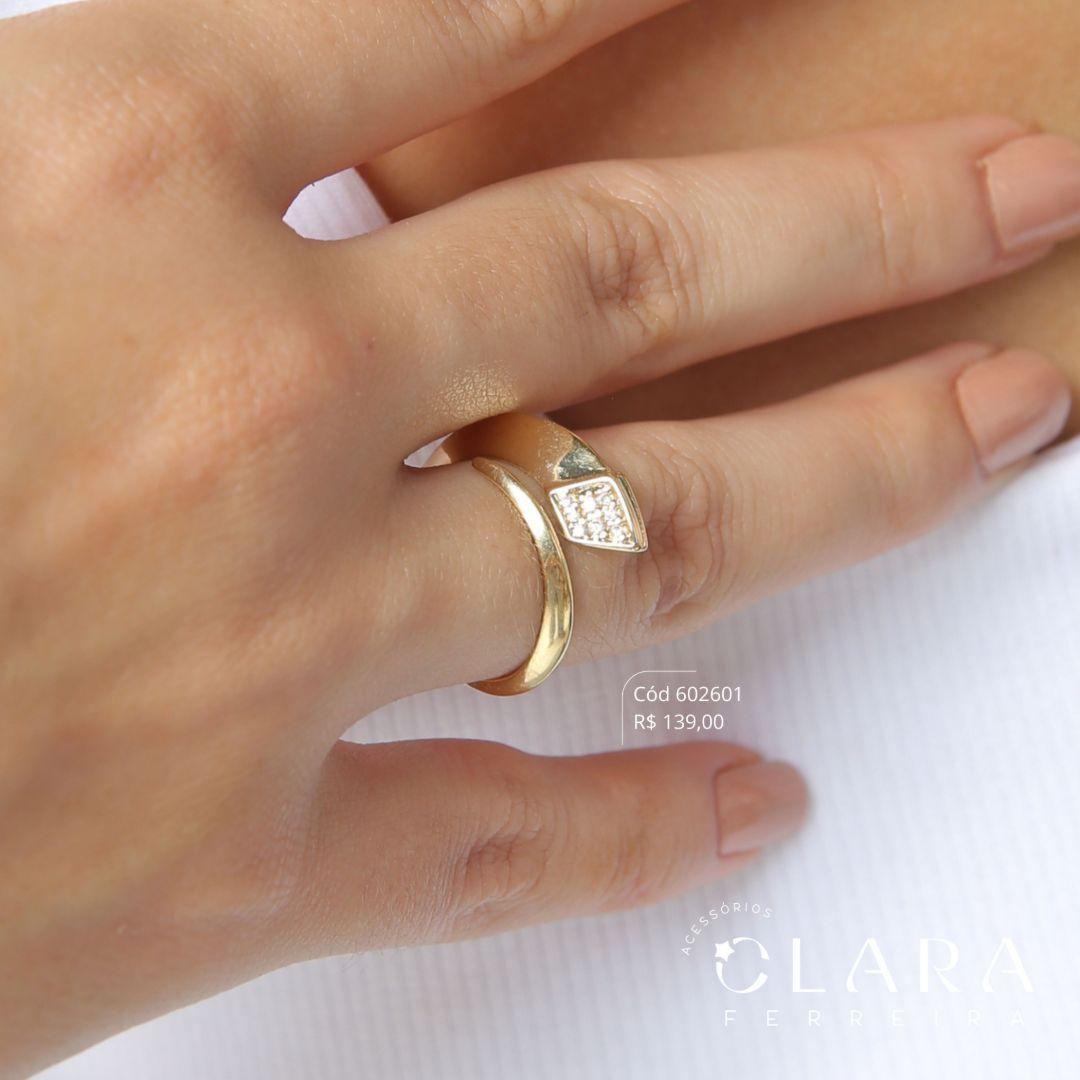 ANEL MAX ABERTO ESTILO COBRA C/ MICROZIRCONIAS NA PONTA  - Dourado