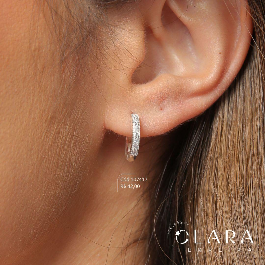 BRINCO ARGOLINHA CLICK 1 FILERA DE MICROZIRCONIAS 13X2MM - Banho de Prata