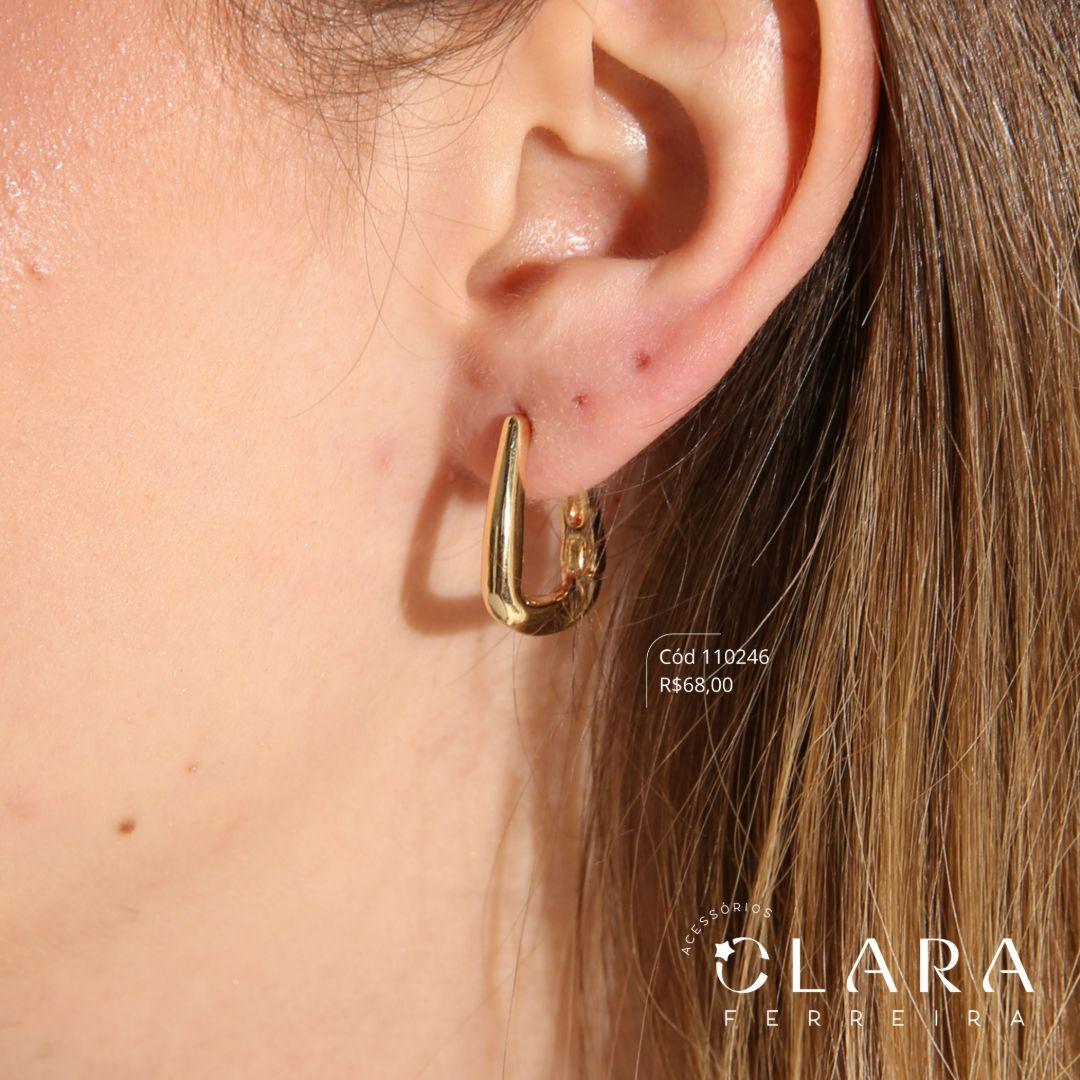 BRINCO ARGOLINHA CLICK FINA LISA C/ PARTE INFERIOR RETA - 19X4MM - Dourado