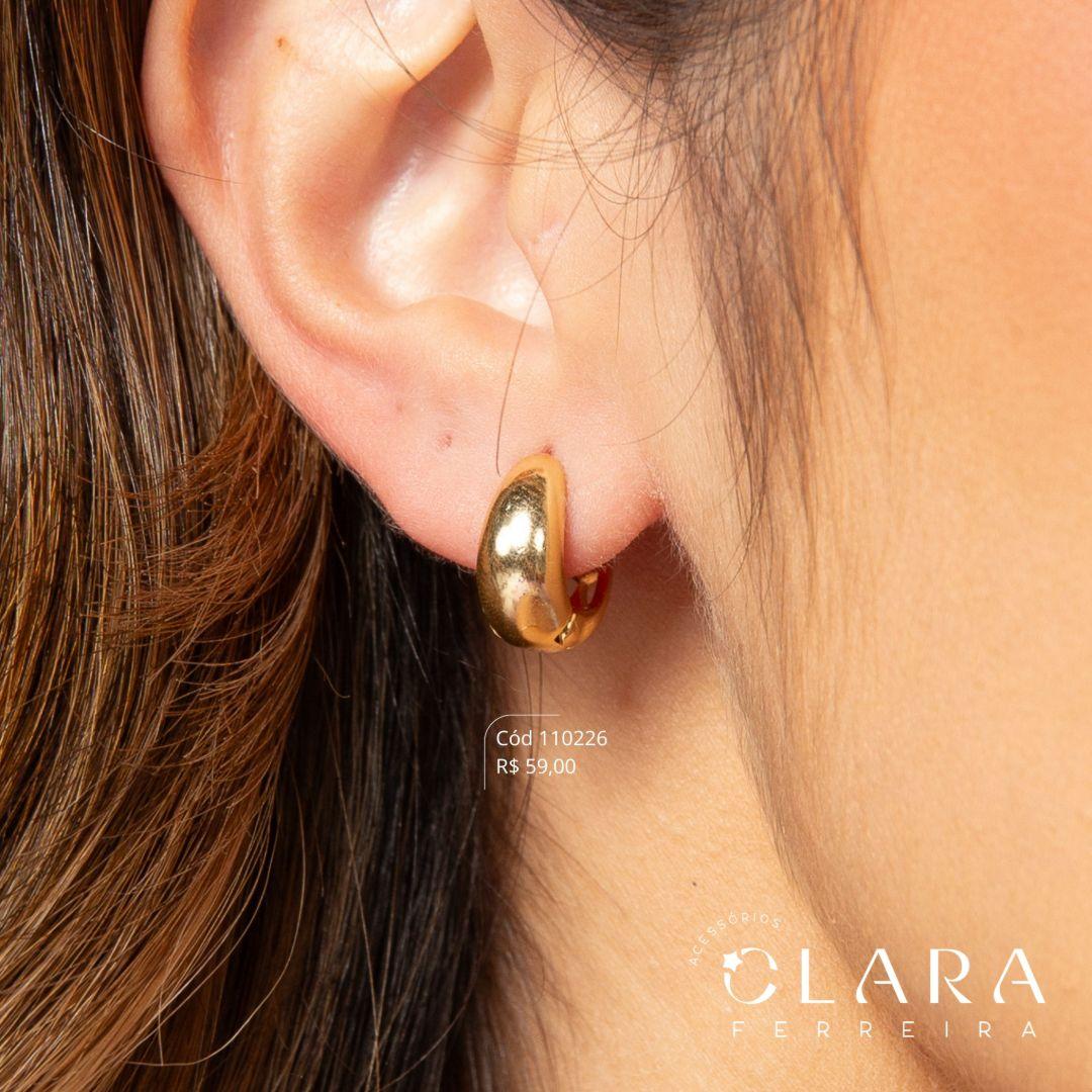 BRINCO ARGOLINHA CLICK GROSSA LISA - 13X7MM - Dourado