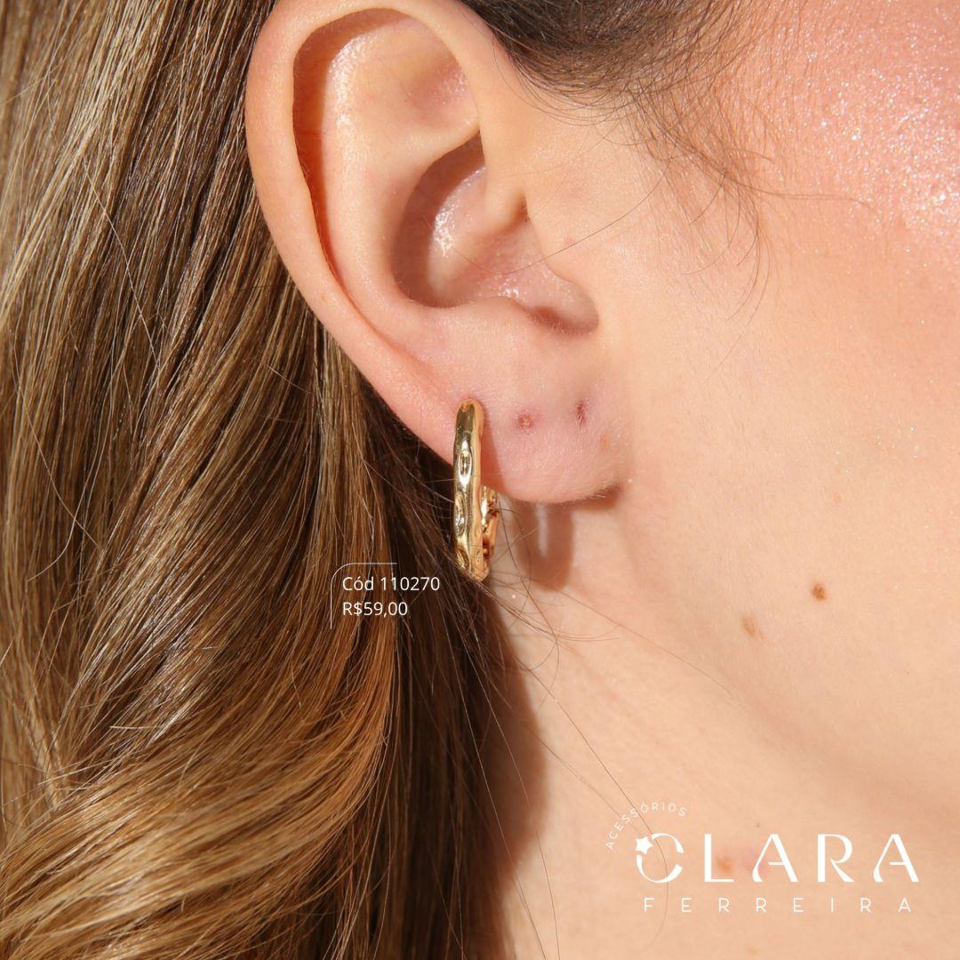 BRINCO ARGOLINHA CLICK TUBO LISA ONDULADA - 19X3MM - Dourado