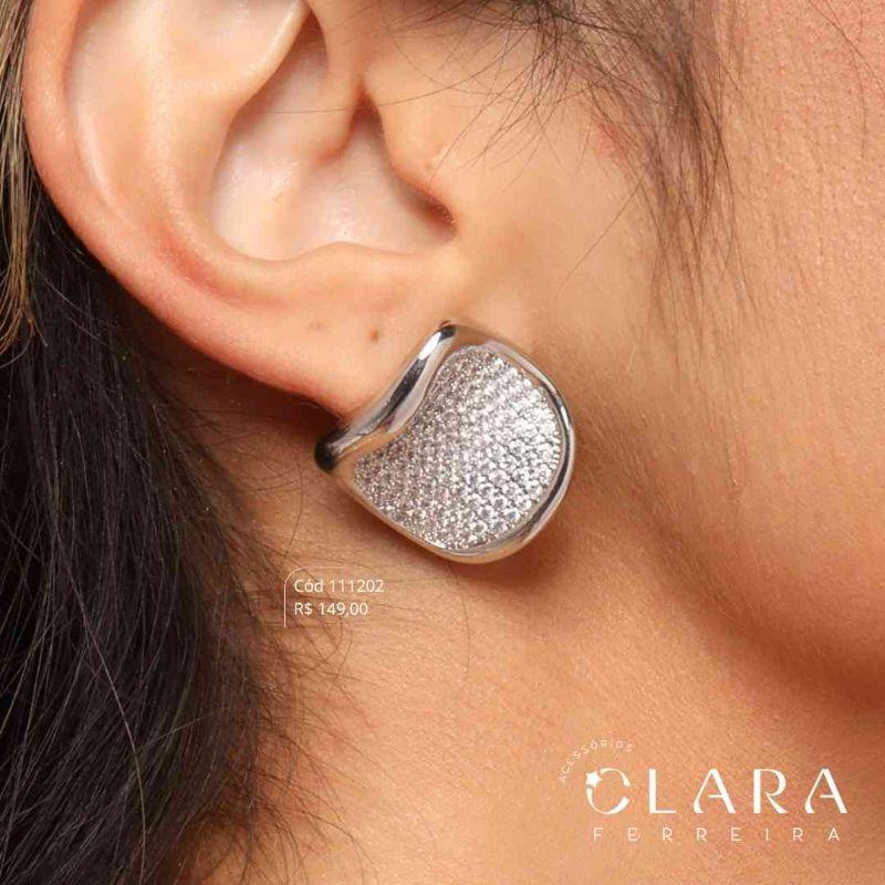 BRINCO BOTÃO INTERIOR MICROZIRCÔNIAS - 21MM - Ródio Branco