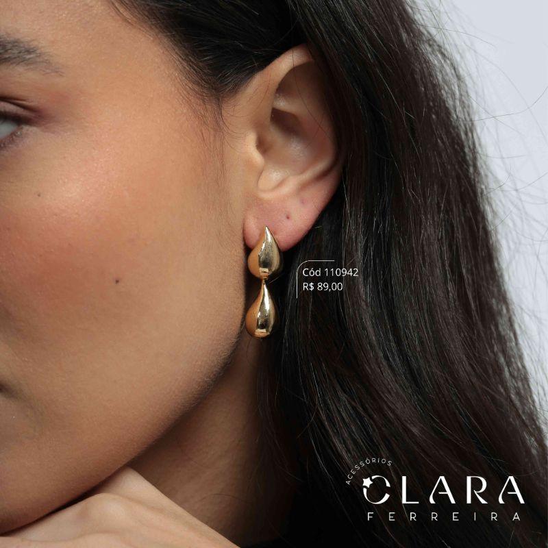 BRINCO GOTA LISA 13MM NA BASE SILHIETA GOTA 13MM - LINHA ORGÂNICOS - Dourado - Peça Vendida