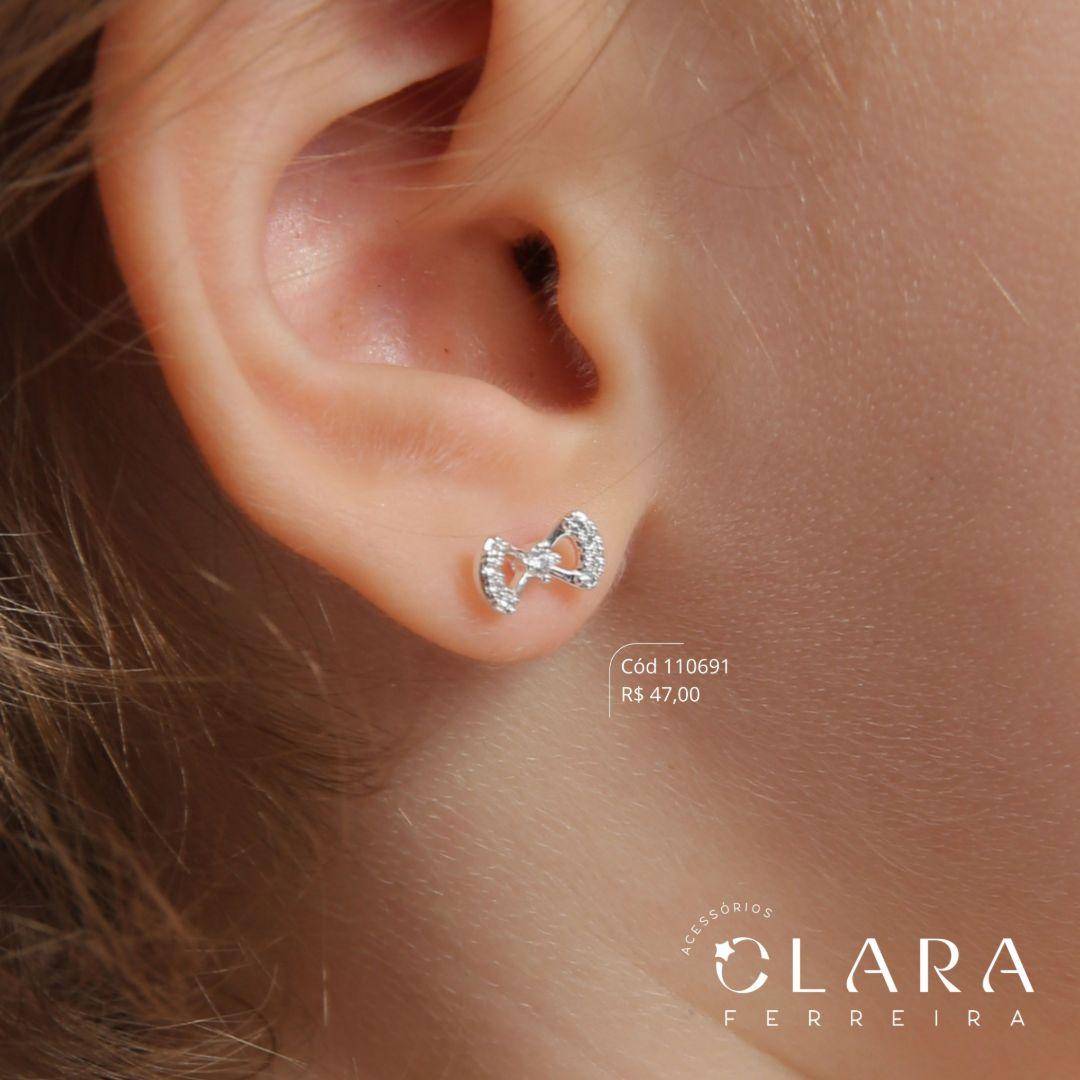BRINCO INFANTIAL LACINHO MICROZIRCÔNIAS VAZADO - CLARINHA KIDS - 8MM - Banho de Prata