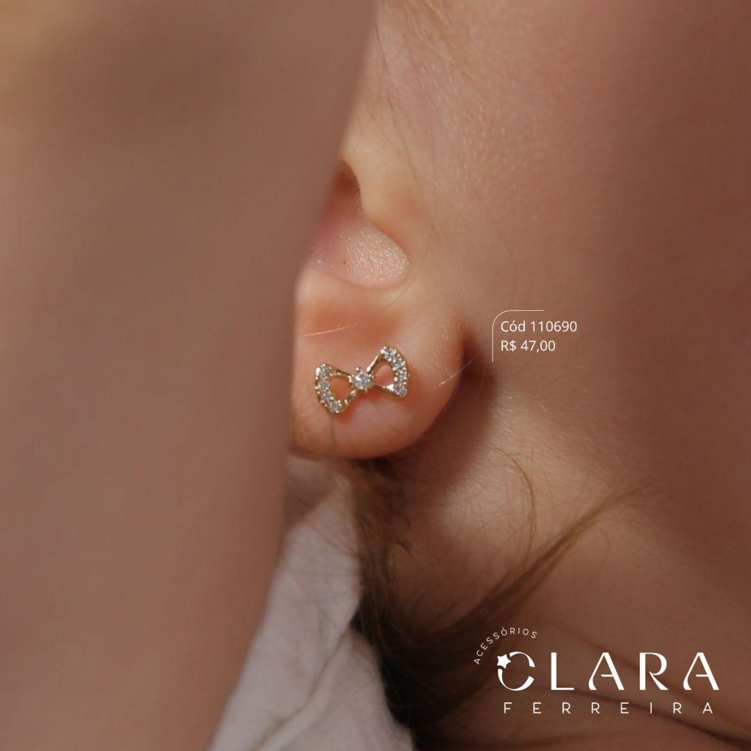 BRINCO INFANTIL LACINHO MICROZIRCÔNIAS VAZADO - CLARINHA KIDS - 8MM - Dourado
