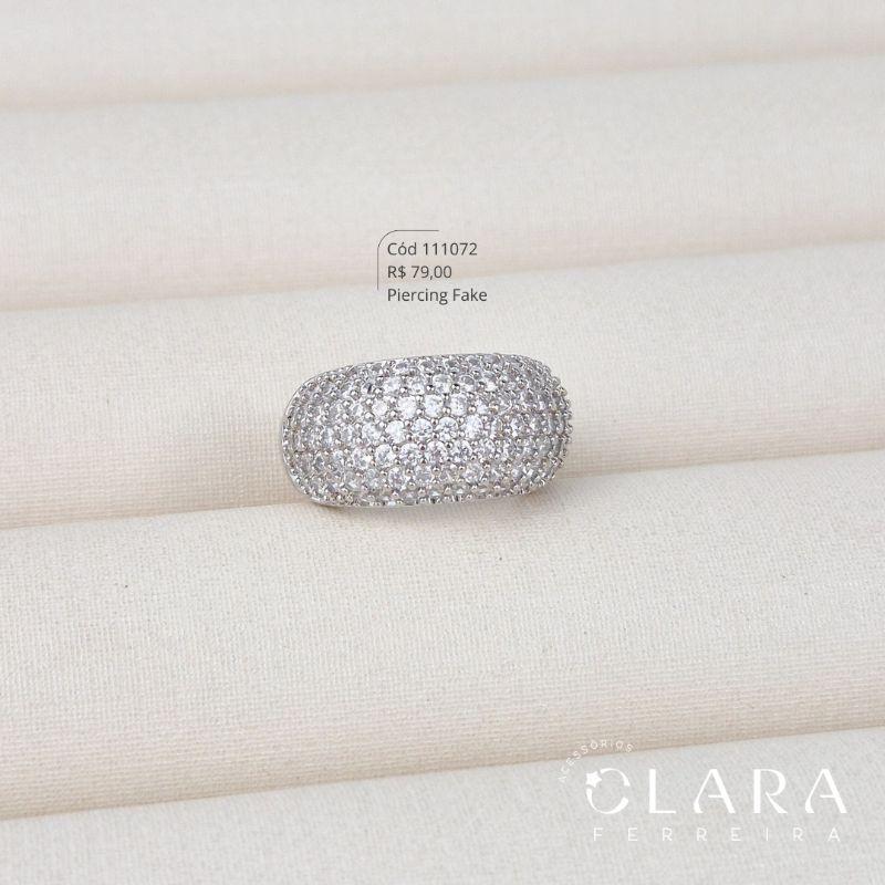BRINCO MAX PIERCING FAKE 7 FILEIRAS MICROZIRCÔNIAS - 9MM - Ródio Branco