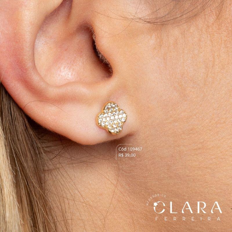 BRINCO TREVO VAN CLEEF ALHAMBRA MICROZIRCONIAS - 8MM - Dourado