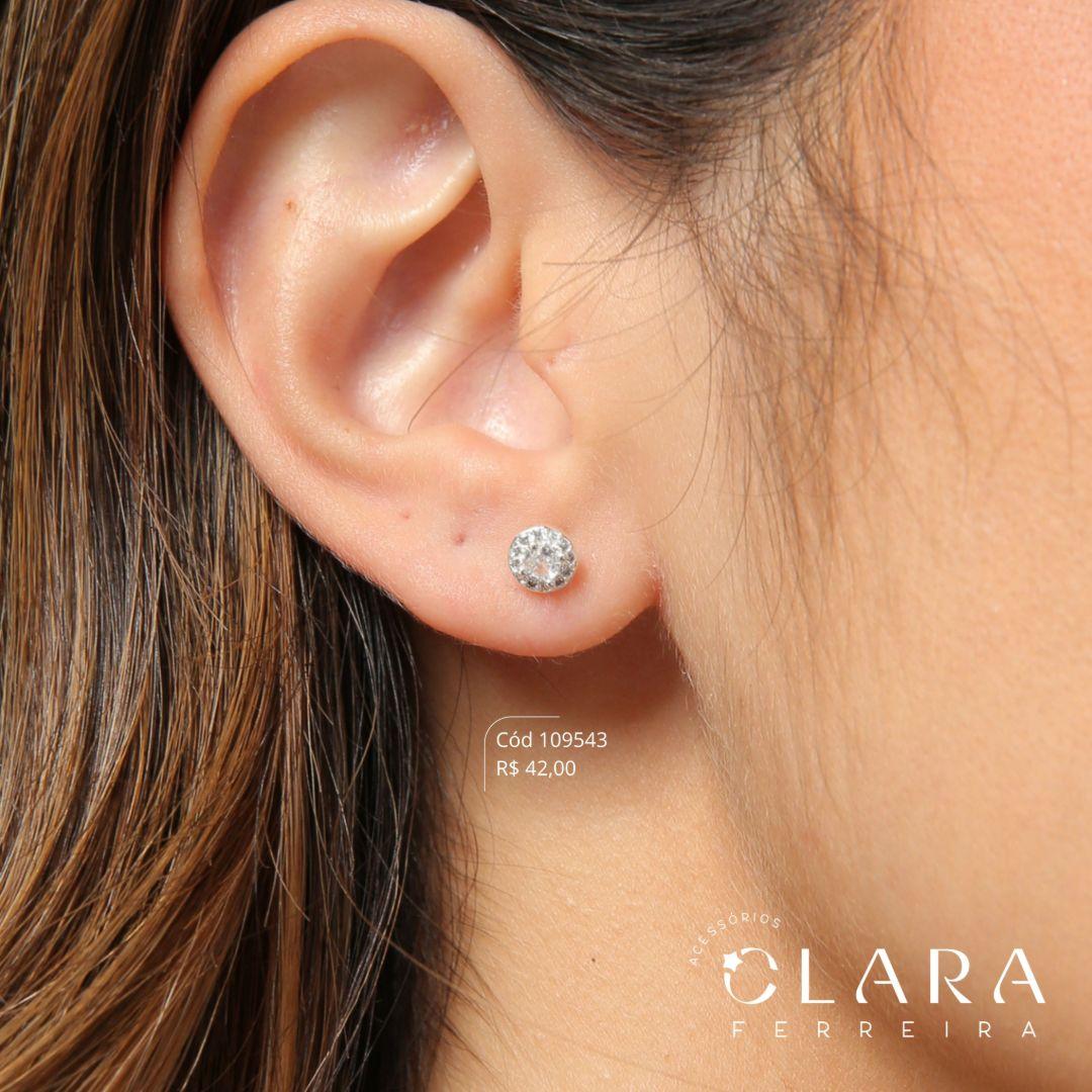 BRINCO ZIRCONIA REDONDA 3MM ADORNADA MICROZIRCONIAS - 6MM - Banho de Prata
