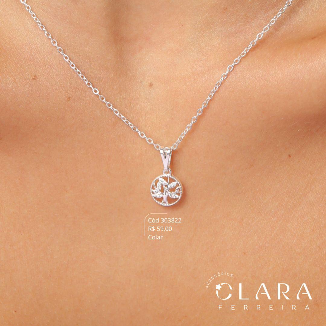 COLAR ELOS C/ MANDALA ÁRVORE DA VIDA MICROZIRCÔNIAS VAZADA - 11MM - 45CM - Banho de Prata