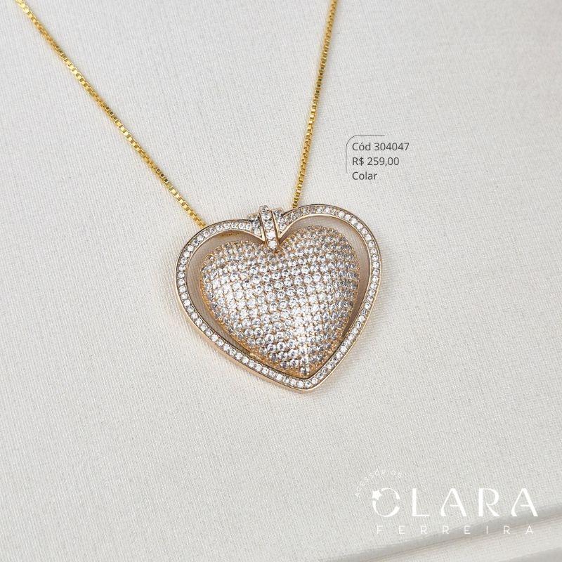 COLAR VENEZIANA C/ PINGENTE CHUVEIRINHO CORAÇÃO - PEÇA EXCLUSIVA - 26MM - 45CM - Dourado