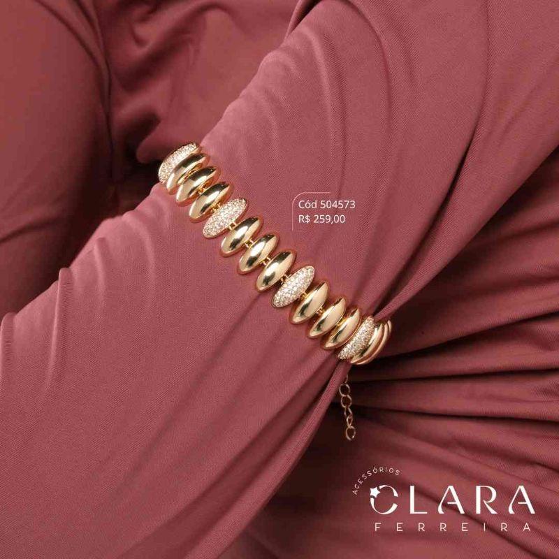 PULSEIRA BARRINHAS NAVETE LISAS E MICROZIRCÔNIAS INTERCALADAS - PEÇA EXCLUSIVA - Dourado