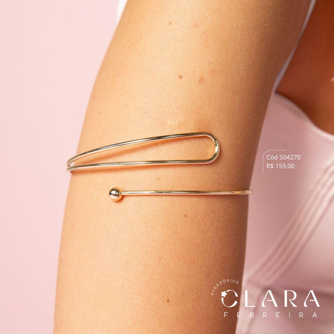 PULSEIRA BRACELETE DE BRAÇO FIO RÍGIDO LISO - PEÇA VENDIDA - Dourado