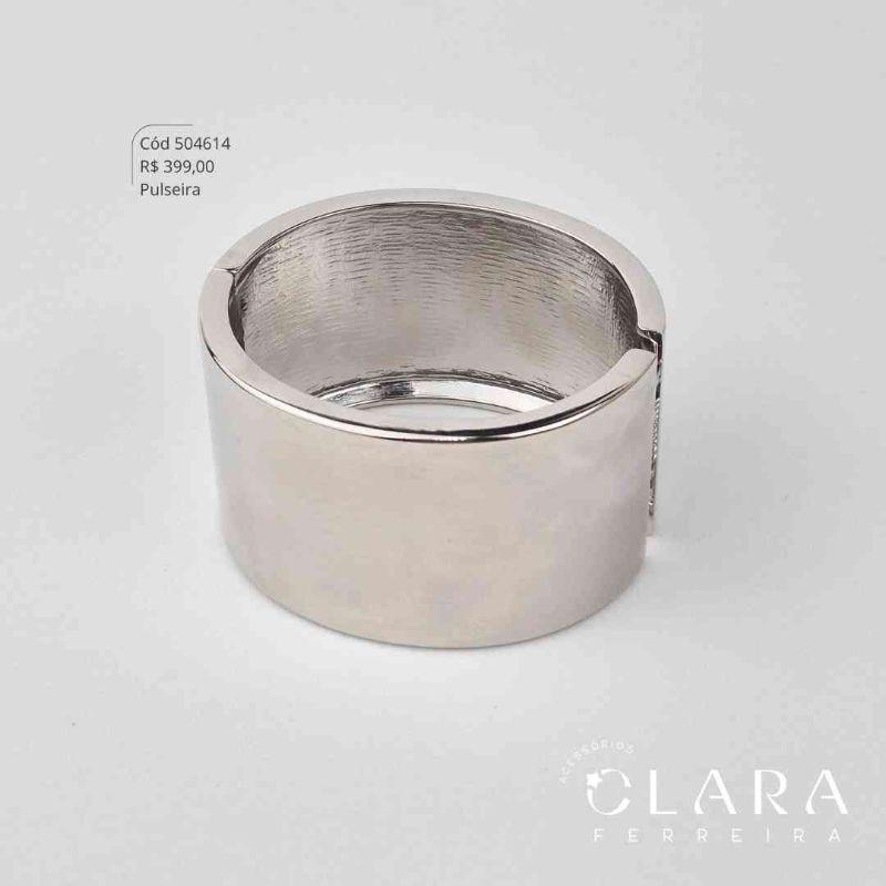 PULSEIRA BRACELETE MAX LISO - PEÇA EXCLUSIVA - 40MM - Ródio Branco