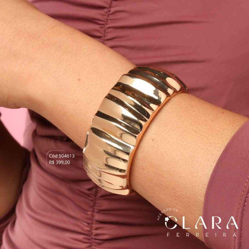 PULSEIRA BRACELETE MAX ONDULADO - LINHA ORGÂNICOS - PEÇA EXCLUSIVA - 29MM - Dourado