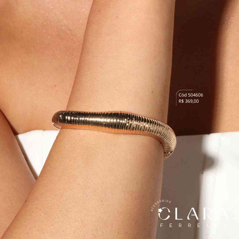PULSEIRA BRACELETE ONDULADO - LINHA ORGÂNICOS - PEÇA EXCLUSIVA - 12MM - Dourado