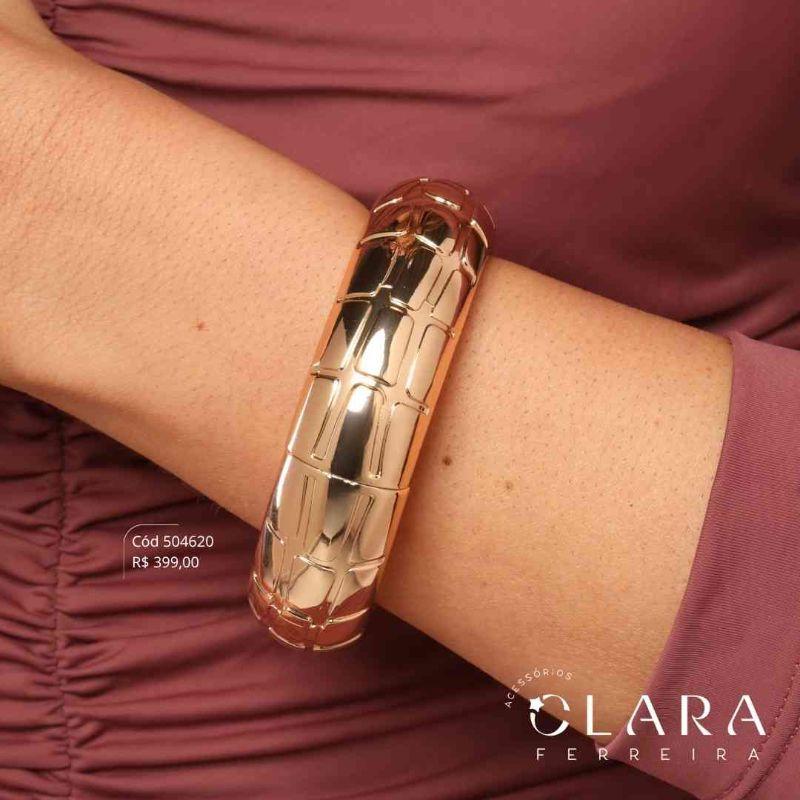 PULSEIRA BRACELETE ONDULADO - LINHA ORGÂNICOS - PEÇA EXCLUSIVA - 20MM - Dourado