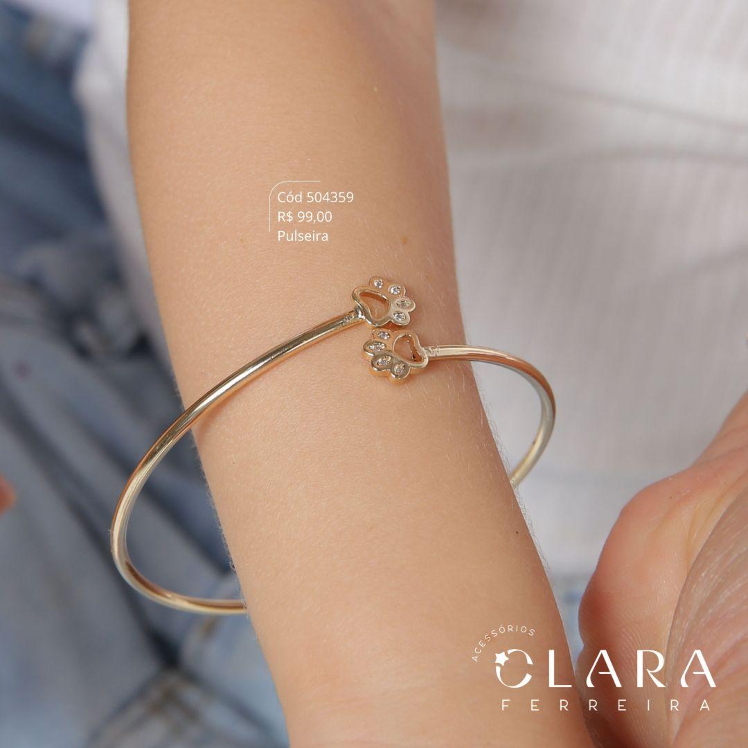PULSEIRA BRACELETE RÍGIDO C/ PATINHAS NAS PONTAS - Dourado