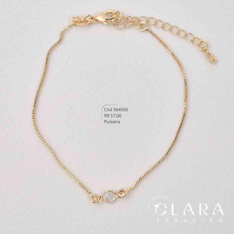 PULSEIRA VENEZIANA C/ 1 TIFF ZIRCÔNIA FIXA - 17CM - Dourado