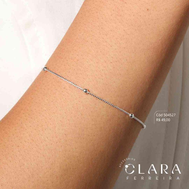 PULSEIRA VENEZIANA C/ BOLINHAS - 3MM - 17CM - Banho de Prata