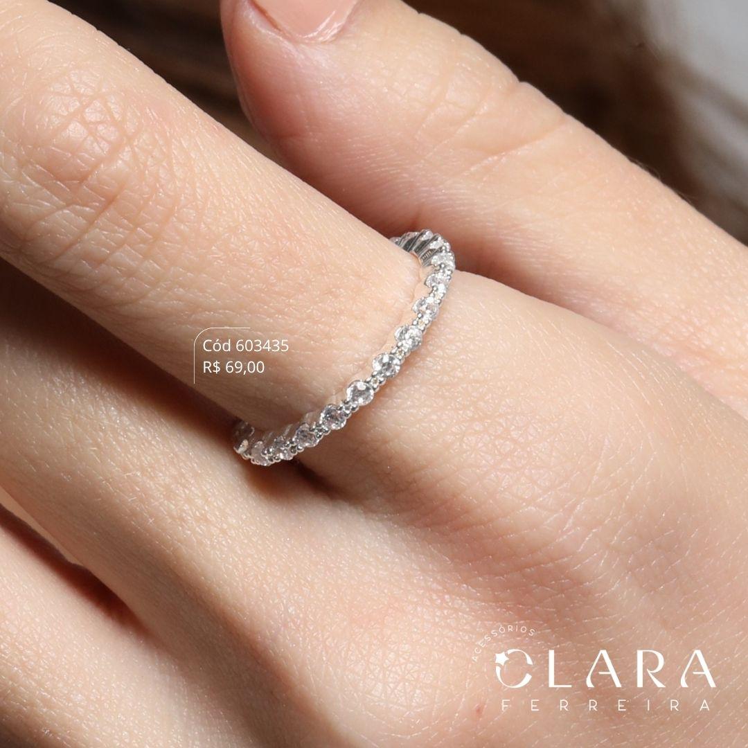 ANEL APARADOR C/ FIO INTEIRO MICROZIRCÔNIAS - 2MM - Banho de Prata