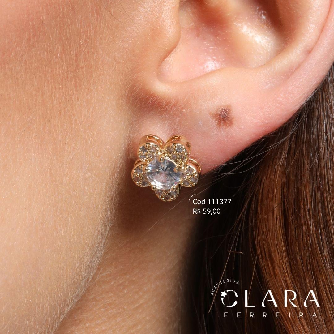BRINCO FLOR MICROZIRCÔNIAS C/ MIOLO ZIRCÔNIA 6MM - 12MM - Dourado