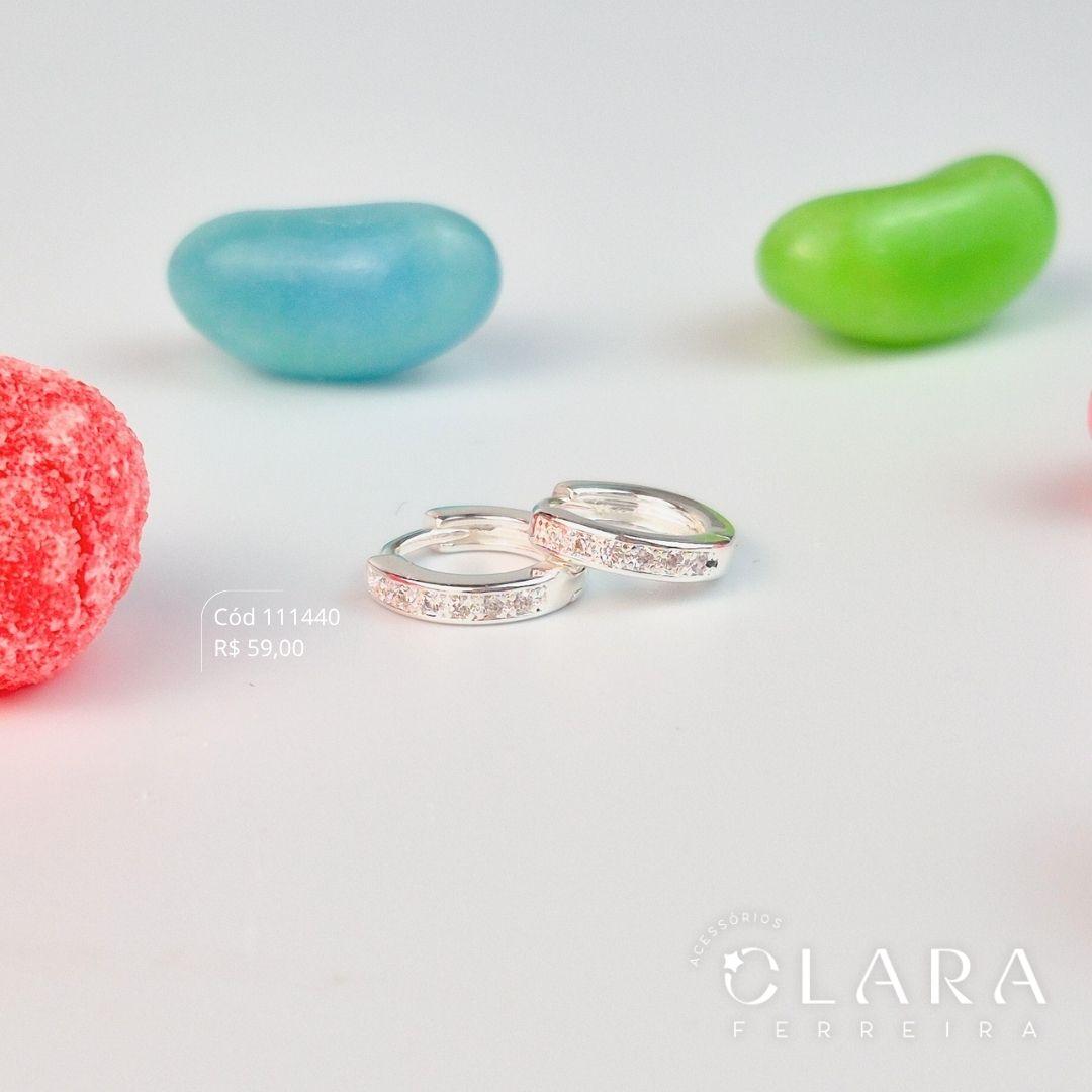 BRINCO INFANTIL ARGOLINHA CLICK 1 FILEIRA MICROZIRCÔNIAS C/ BORDAS LISAS - CLARINHA KIDS - 10X2MM - Banho de Prata