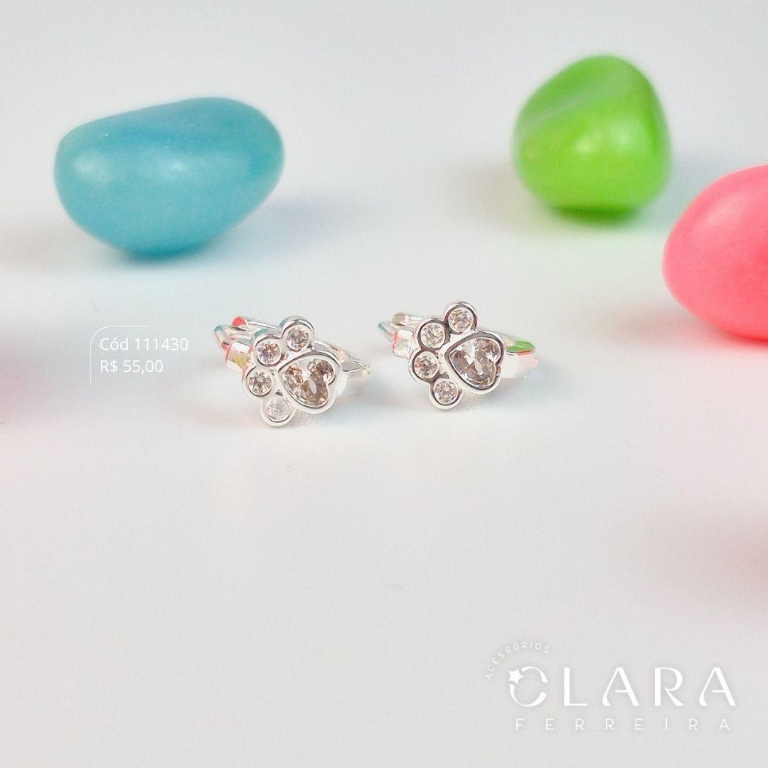 BRINCO INFANTIL ARGOLINHA CLICK LISA C/ 1 PATINHA MICROZIRCÔNIAS 5MM FIXA - CLARINHA KIDS - 10X2MM - Banho de Prata