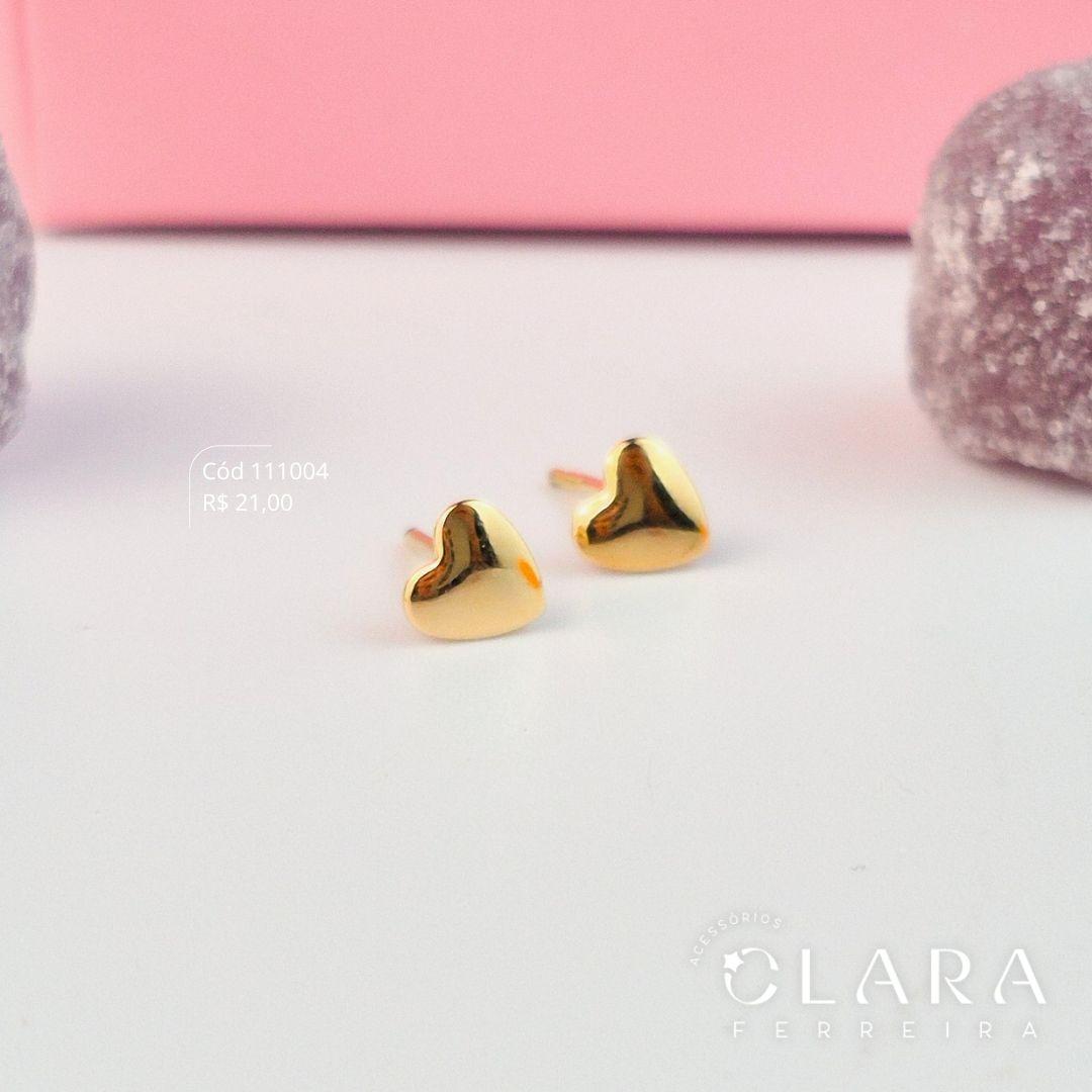 BRINCO INFANTIL CORAÇÃO LISO C/ BORDAS ABAULADAS 5MM - CLARINHA KIDS - Dourado