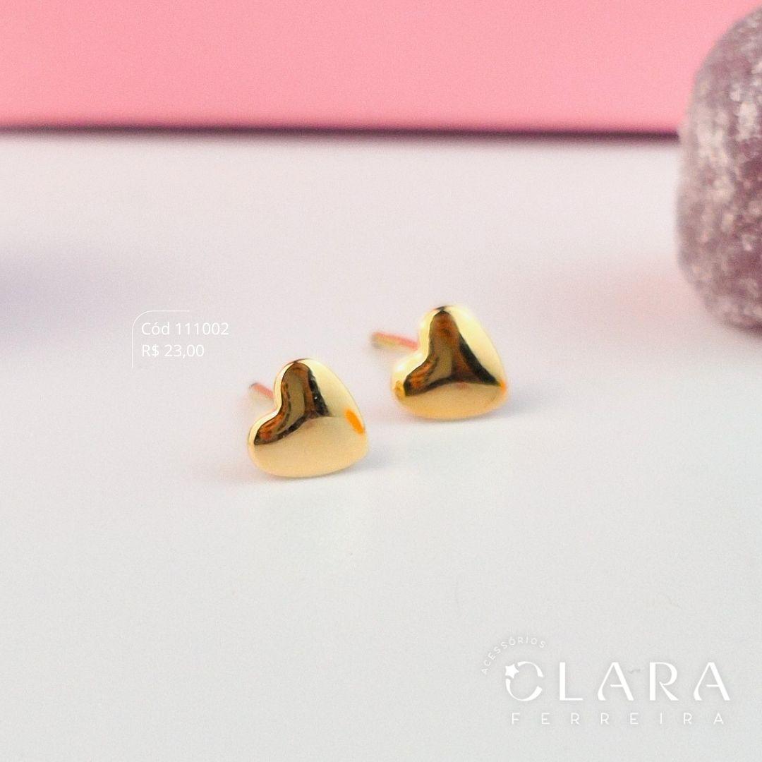 BRINCO INFANTIL CORAÇÃO LISO C/ BORDAS ABAULADAS 7MM - CLARINHA KIDS - Dourado
