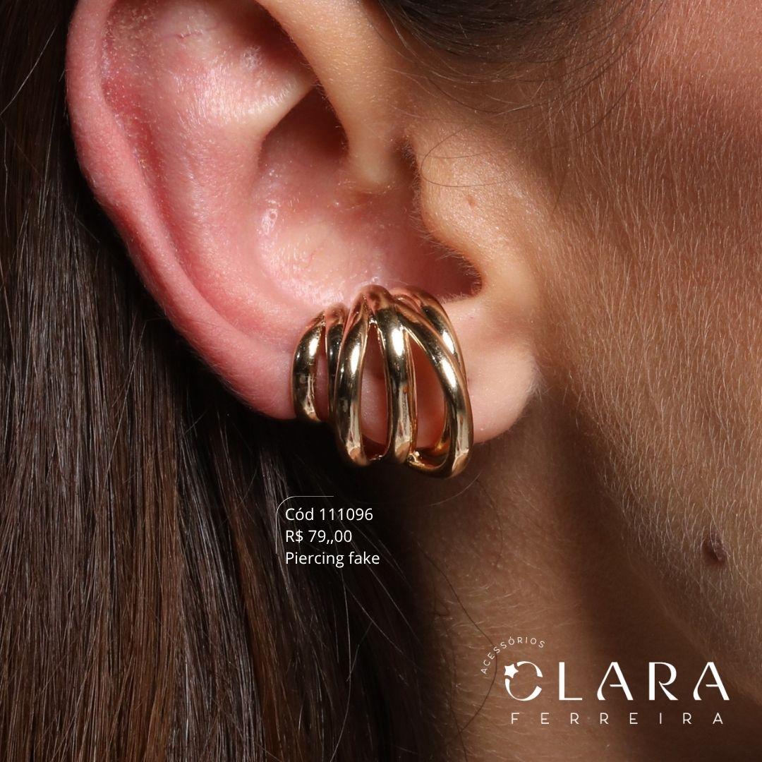 BRINCO PIERCING 6 FIOS LISOS - LINHA ORGÂNICO - Dourado