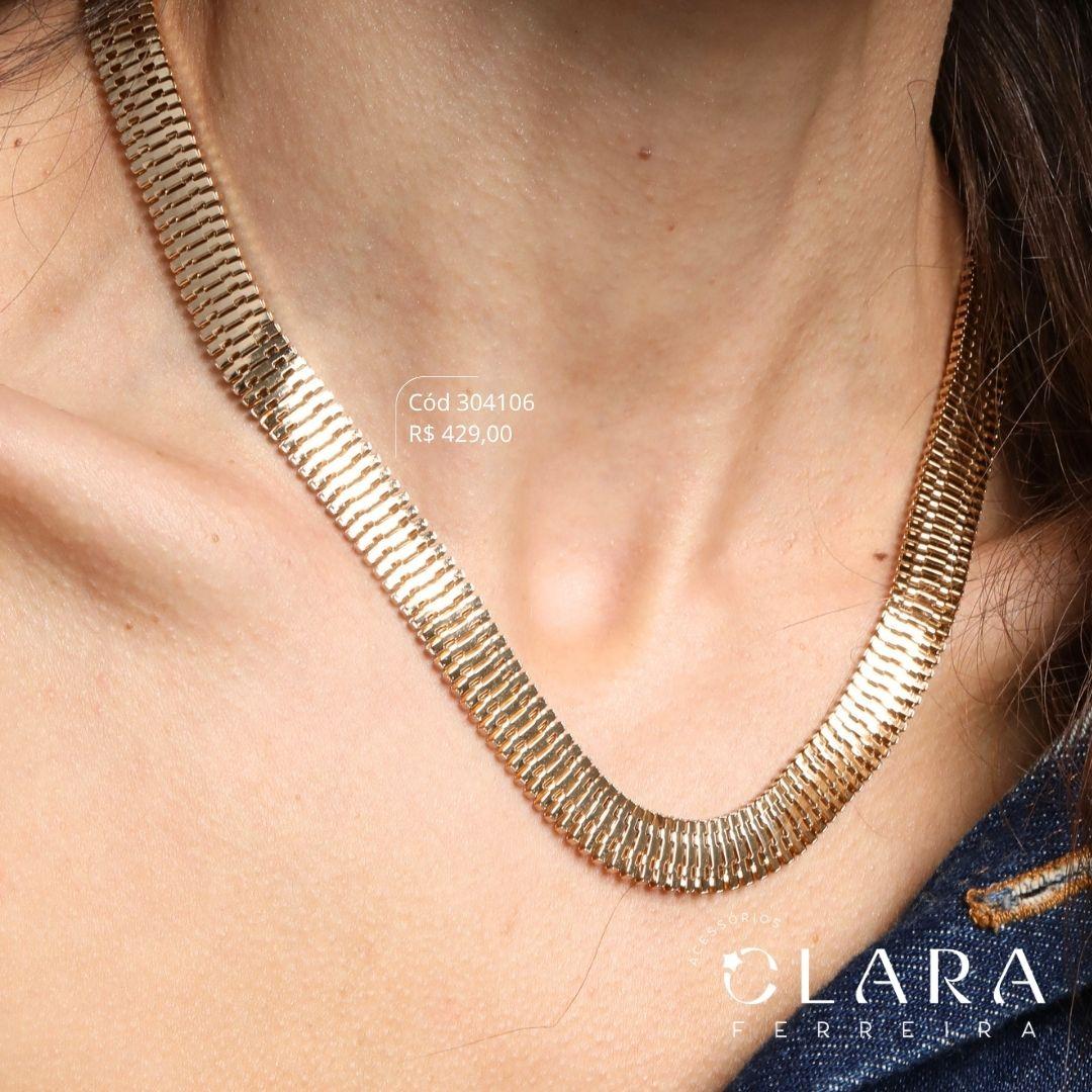 COLAR CHOKER MALHA COBRA 10MM C/ FECHO GAVETA ITALIANA - PEÇA EXCLUSIVA - 40CM - Dourado