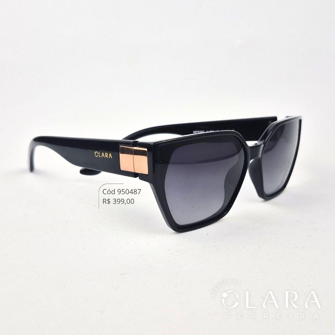 Óculos Solar QUADRADO PRETO - INSPIRAÇÃO GUCCI - Lente Anti-impacto Polarizada - MP9302-10-P55-C81