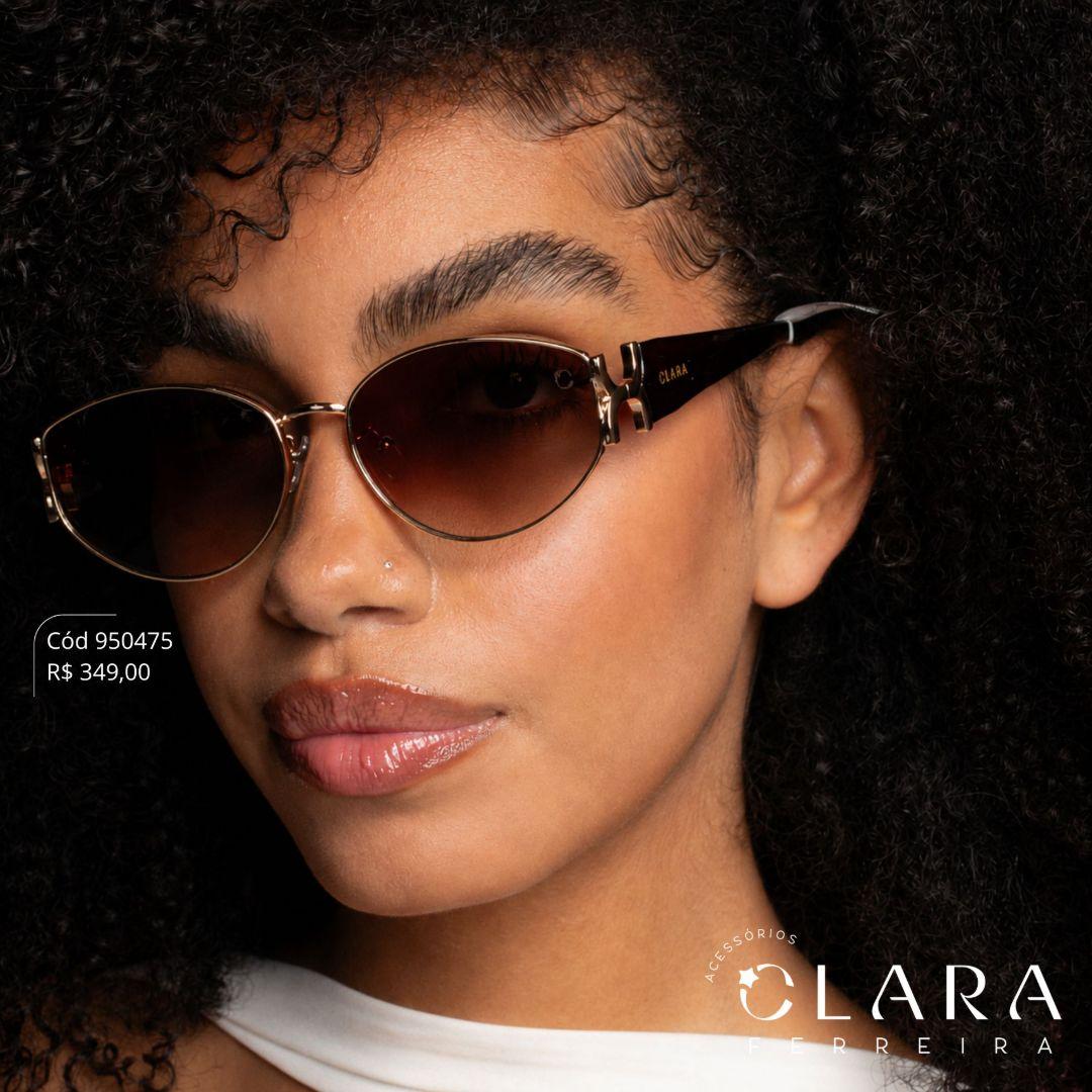 Óculos Solar REDONDO ARMAÇÃO EM METAL - INSPIRAÇÃO CHANEL - Lente Resina - 7038-C2