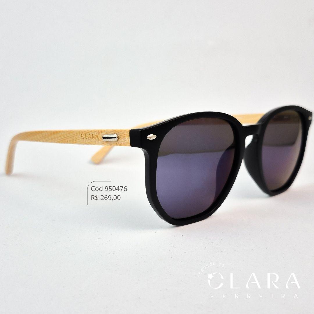 Óculos Solar WAYFARER HASTES DE BAMBU - INSPIRAÇÃO RAY-BAN - Lente Anti-impacto Polarizada - CY2213-C6