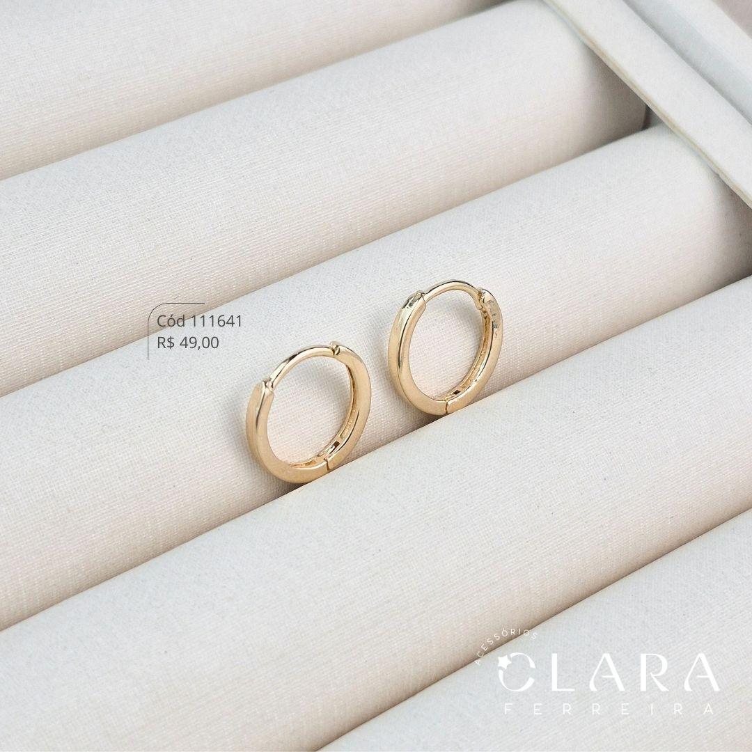 BRINCO ARGOLINHA CLICK LISA C/ BORDAS QUADRADAS - 14X2MM - Dourado