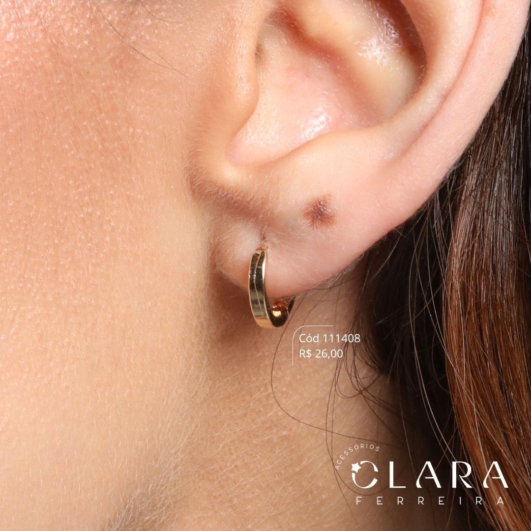 BRINCO ARGOLINHA CLICK LISA C/ BORDAS QUADRADAS - 9X2MM - Dourado