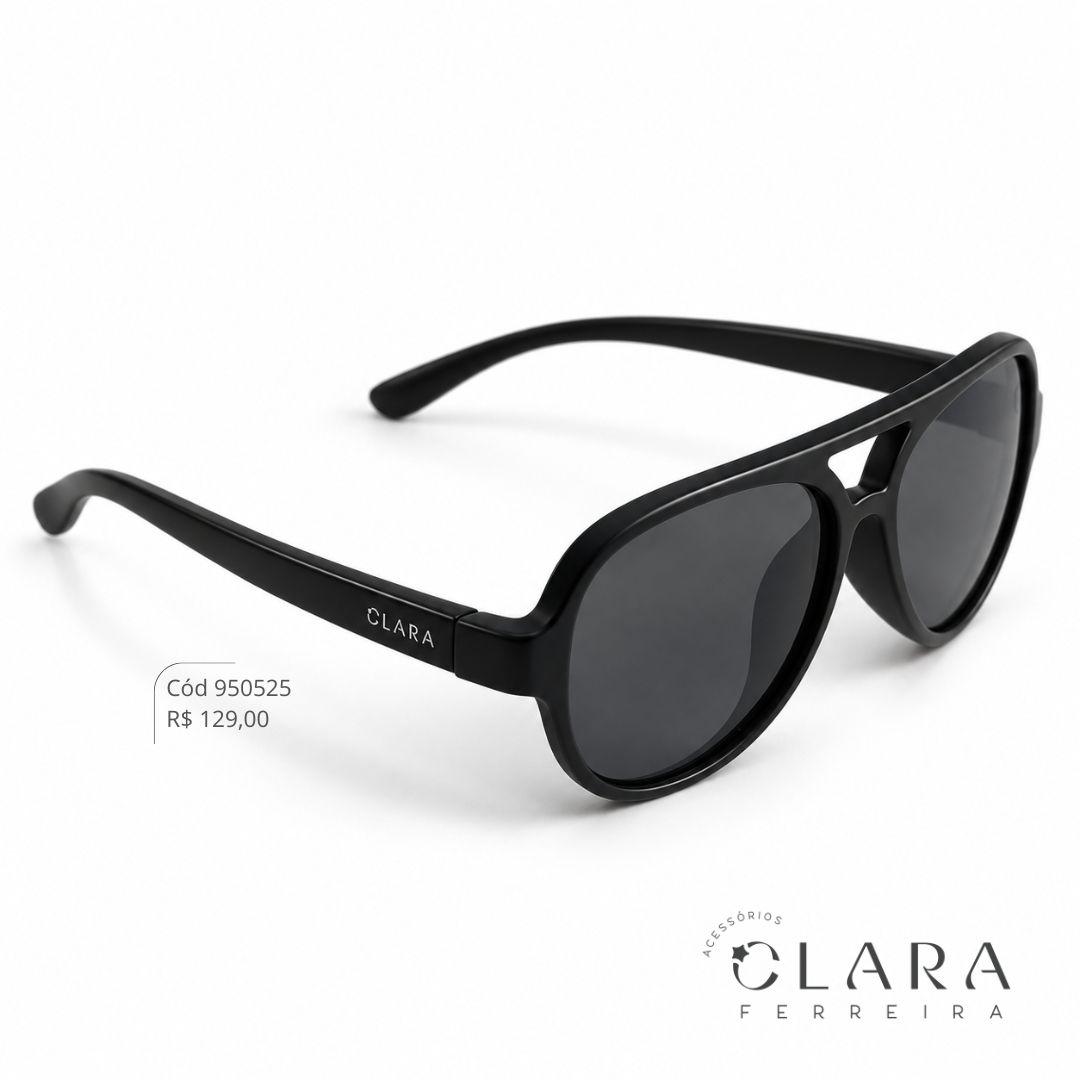 Óculos Solar INFANTIL AVIADOR PRETO - CLARINHA KIDS - Lente Anti-impacto Polarizada - S893P-13