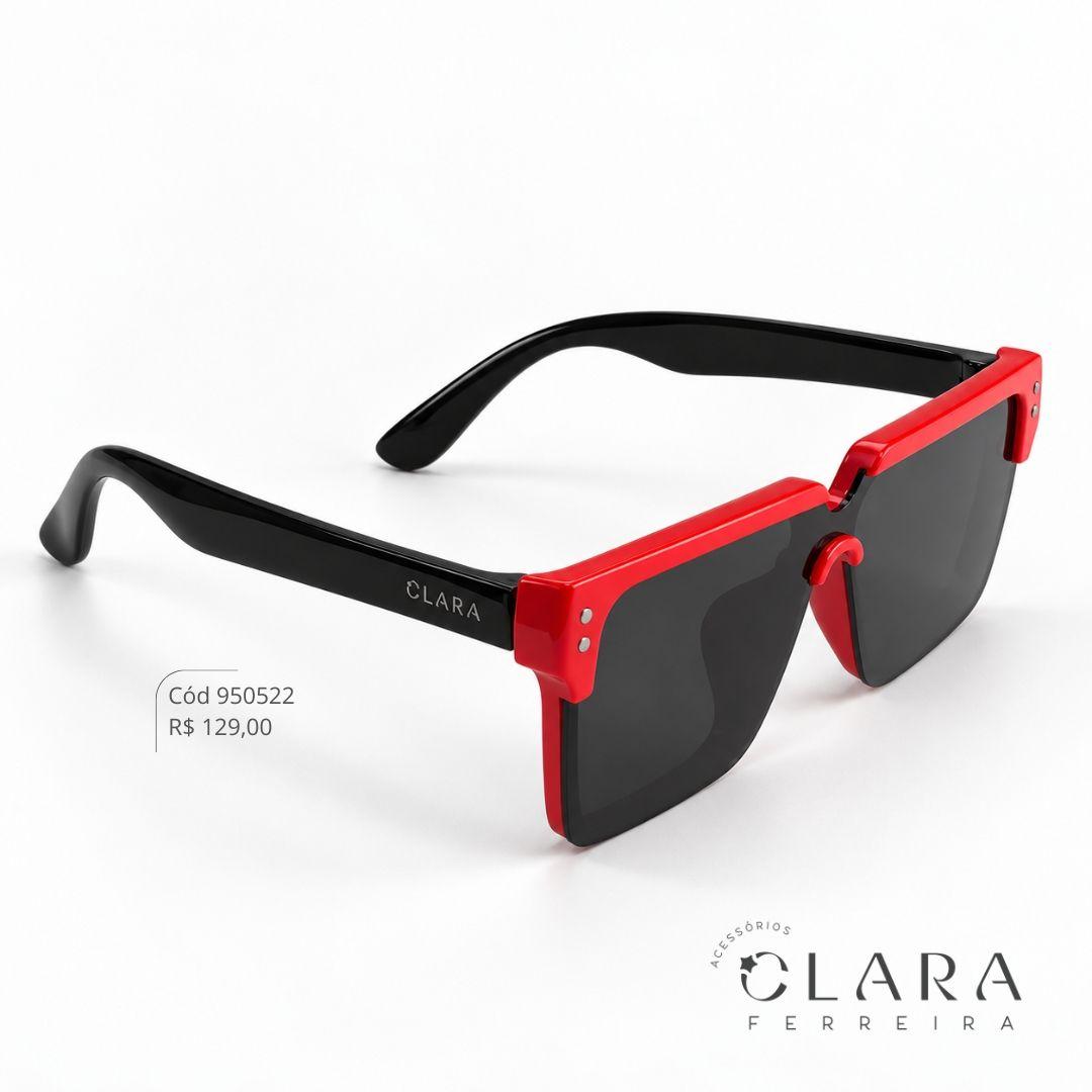 Óculos Solar INFANTIL QUADRADO VERMELHO - CLARINHA KIDS - Lente Anti-impacto Polarizada - S8356P-40