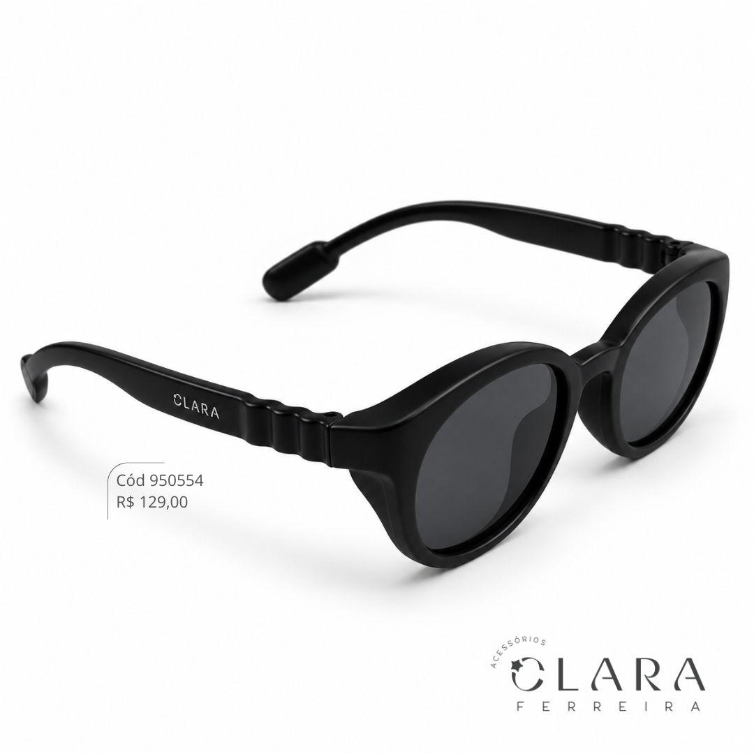 Óculos Solar INFANTIL REDONDO PRETO - CLARINHA KIDS - Lente Anti-impacto Polarizada - S8293-C13