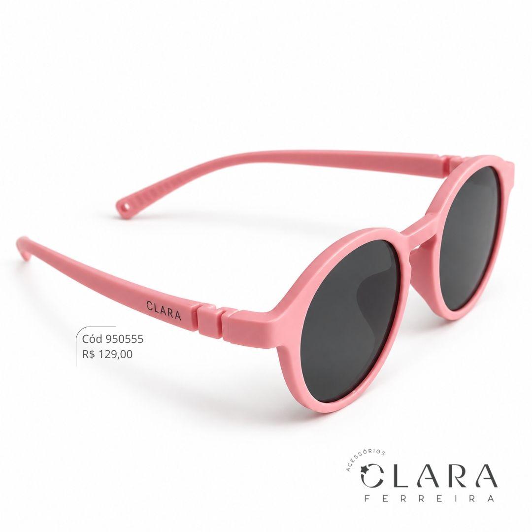Óculos Solar INFANTIL REDONDO ROSA - CLARINHA KIDS - Lente Anti-impacto Polarizada - S8467-C22