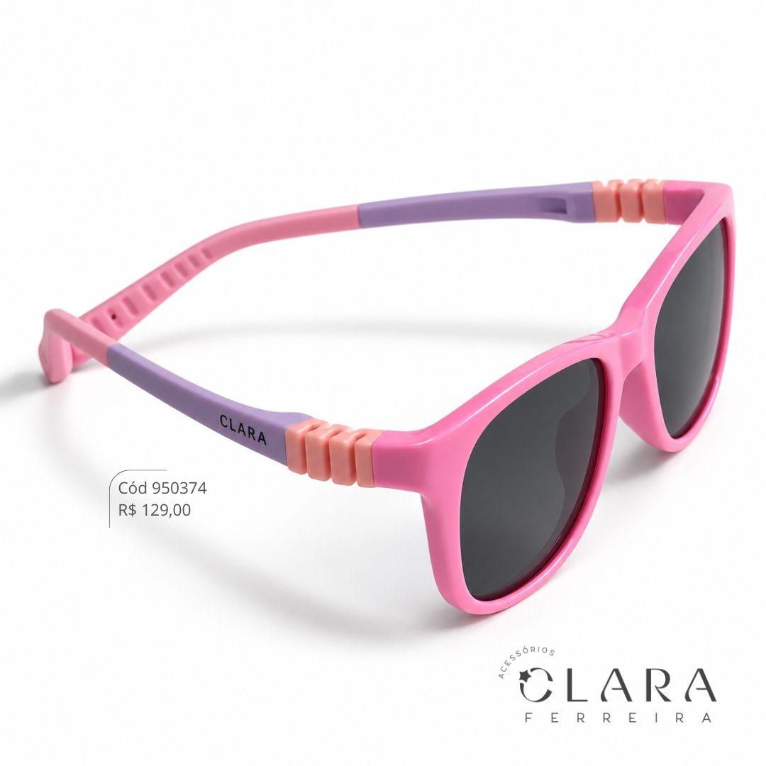 Óculos Solar INFANTIL ROSA C/ HASTE FLEXÍVEL AZUL - CLARINHA KIDS - Lente  - S4610P-C42