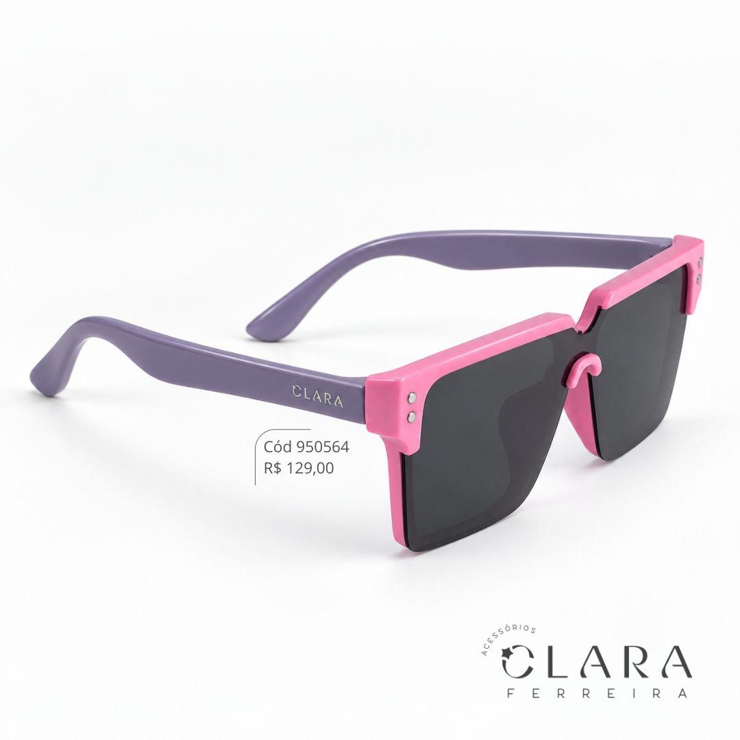 Óculos Solar NFANTIL ROSA C/ HASTE VIOLETA - CLARINHA KIDS - Lente Anti-impacto Polarizada - S8356-C42