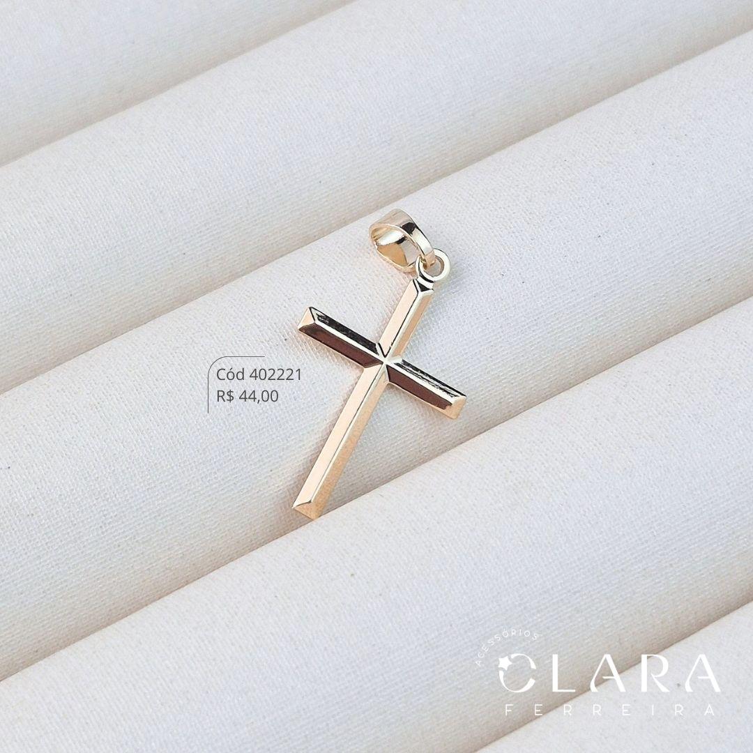 PINGENTE CRUZ LISA - 23MM - Dourado