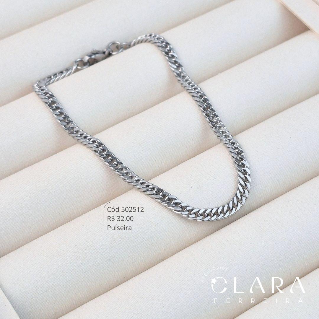 PULSEIRA AÇO GRUMET 1X1 MARTELADA 4MM - 21CM
